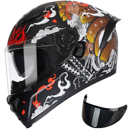 TRIANGLE Motorcycle Helmets Full face Helmet for Adults Men and Women Dual Visor with Internal Sunshield DOT Approved (Mat...