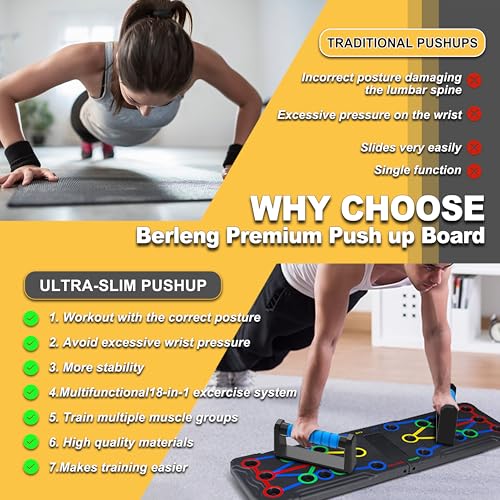 Solid Push Up Board 15 in 1 Home Workout Equipment Multi-Functional Pushup Stands System Fitness Floor Chest Muscle Exerci...