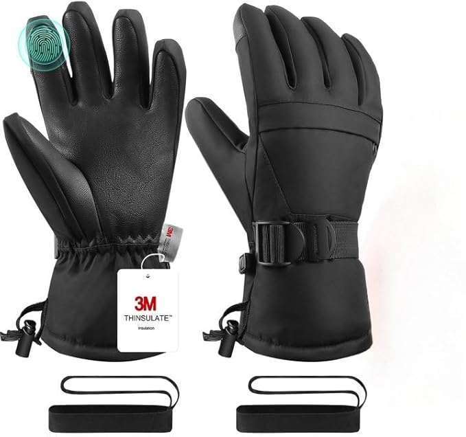 Pnosnesy Ski Gloves,Snow Gloves,Waterproof Cold Weather Winter Gloves for Parent Boys Girls- Cycling, Driving, Running