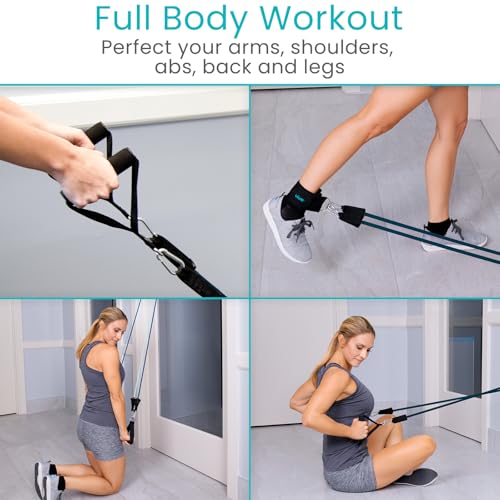 Vive Resistance Band Set (11 PCS) (With App) - Versatile Exercise Tubes with Wide Handles, Workout Poster, & Door Anchor -...