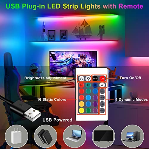 HOUHUI LED Strip Lights 6.56Ft, RGB LED Lights Strip for 40-60in TV Backlight, RGB Color Strips Light Waterproof IP65 with...