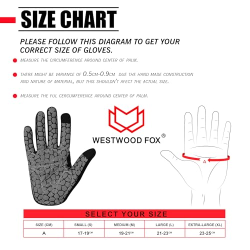 WESTWOOD FOX Full Finger Cycling Gloves, Padded, Anti-Slip Touchscreen, Shock Absorbing Mountain Bike Gloves for Road Bicy...