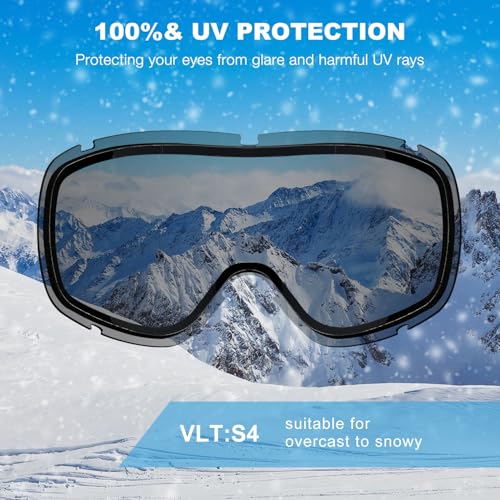 FMY Snowboard/Ski Goggles for Adult,Over Glasses Anti Fog UV Protection Skiing Goggles for Men Women Youth