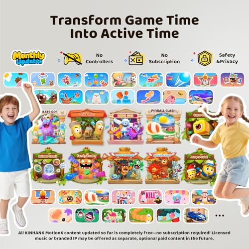 Kinhank MotionX Active Game Console with 39 Motion Games for Kids&Family,Plug&Play AI Motion Game System,Dynamic Updates,N...