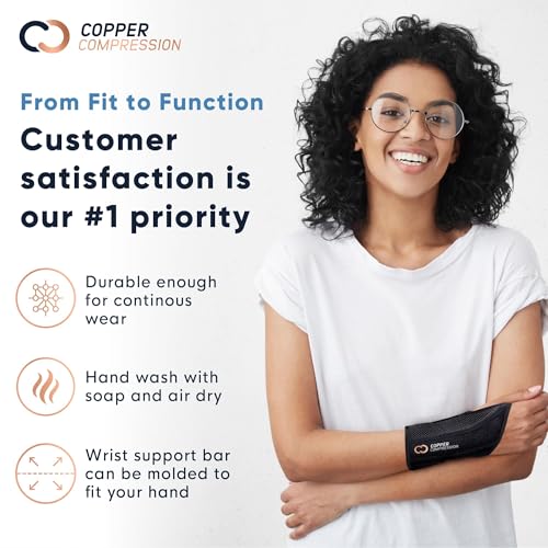 Copper Compression Advanced Wrist Brace - Copper Infused Adjustable Orthopedic Support Splint for Pain, Carpal Tunnel, Art...