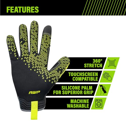 AWP Dura-Knit™ Work Gloves, Advanced 3D-Knit, Performance Grip, Durable, Touchscreen, Large, Black/Green