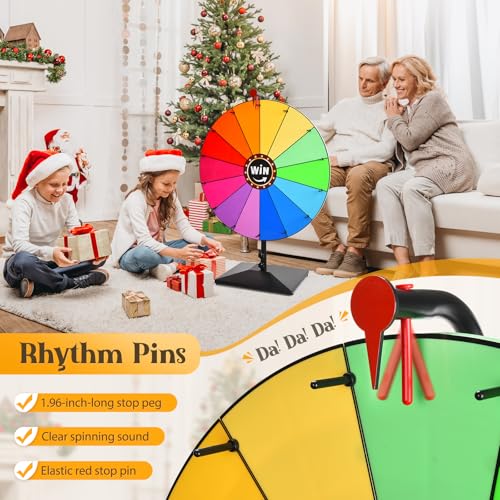 AugFir 24-inch Prize Wheel, Adjustable 32"-61" Height Desktop & Floor Stand Spinning Prize Wheel, Storable Prize Wheel Spi...