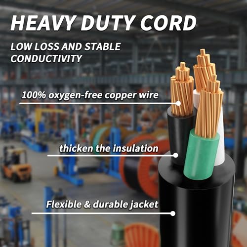 PlugSaf 50 FT 16/3 Gauge Outdoor Extension Cord with Multiple Outlets Light Indicator, Flexible 3 Outlet Weatherproof Exte...