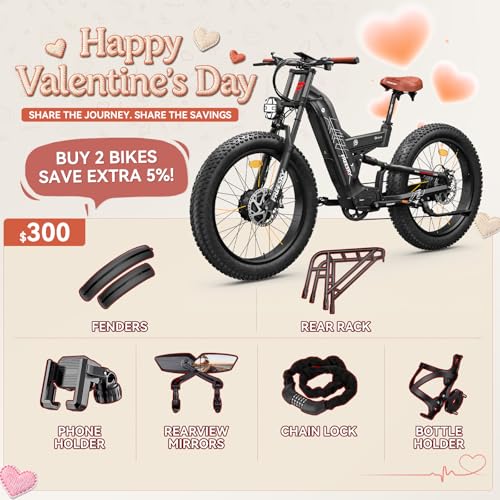 FREESKY 4000W Dual Motor Electric Bike for Adults, 48V 30AH Samsung Cells Battery 120Miles Range, 40MPH AWD Fast E-Bike, 2...
