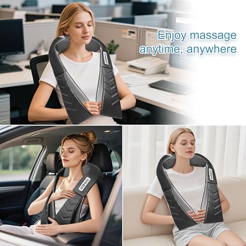 Shiatsu Neck and Back Massager, Electric shoulder Massager with Heat, Deep Tissue Kneading Massage for Pain Relief, Idea G...