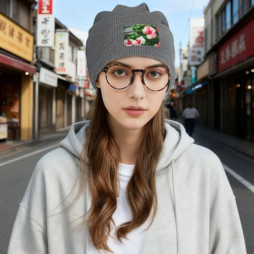 YANYU Hibiscus Flowers Print Lightweight Waffle Pullover Hat Men Women Winter Headwear Outdoor Camping Travel