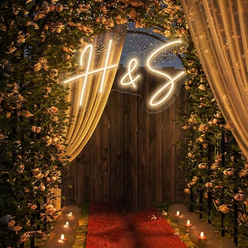 Custom Initials LED Neon Sign for Wedding Neon Light LED Backdrop Wall Decor Personalized Last Name Letter Sign Wedding Re...