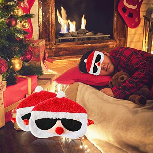 EleCharm 2 Pack Cartoon Animal Sleep Mask Soft Plush Blindfold Eye Masks Eye Cover for Women Girls Travel Nap Night Sleeping (2-Pack Merry Christmas)