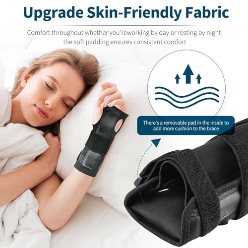 PKSTONE Wrist Splint for Carpal-Tunnel Syndrome, Adjustable Compression Wrist Brace for Right and Left Hand, Pain Relief f...