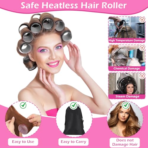 50Piece Hair Rollers Set, Self-Grip Rollers Hair Curlers for Long Medium Short Hair, 4 Sizes of Hair Rolls(6 Jumbo + 6 Lar...