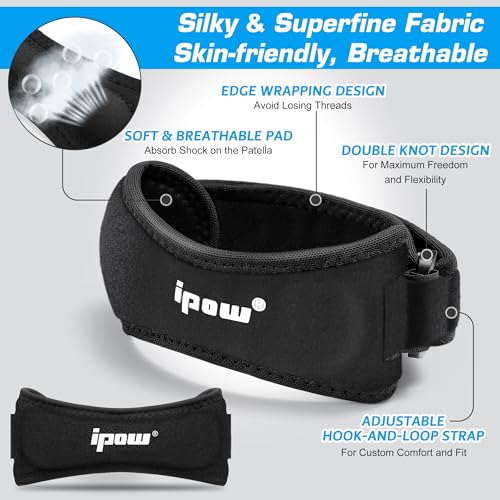 IPOW Patella Tendon Knee Strap 2 Pack Knee Pain Relief & Patella Stabilizer Knee Strap, Patellar Tendon Support Strap, Kne...