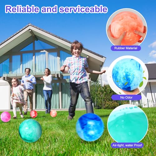 AMOR PRESENT 4PCS Playground Balls for Kids, 9 Inches Dodgeballs Bouncy Balls, Rubber Inflatable Kickball with Air Pump fo...