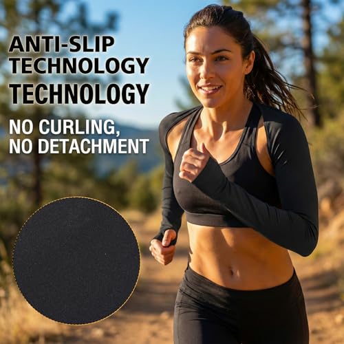 Aeaocvo 2 Pack Arm Sleeves for Women, Cooling Sun Protection Shawl Arm Covers with Finger Holes, Black Cooling Sleeves for...