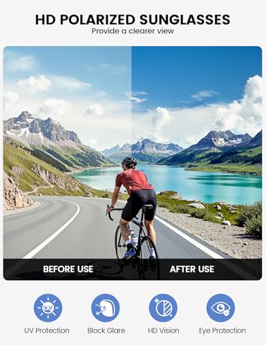 Lamicall 24g Polarized Sports Sunglasses for Men Women - UV400 Protection Sun Glasses Gifts for Running Cycling Baseball