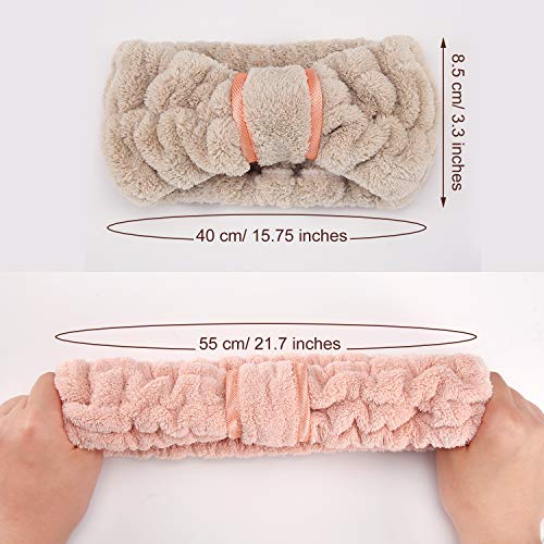 WILLBOND 4 Pack Microfiber Headbands Spa Facial Headbands Makeup Head bands Elastic Terry Cloth Head Wrap for Women Girls ...