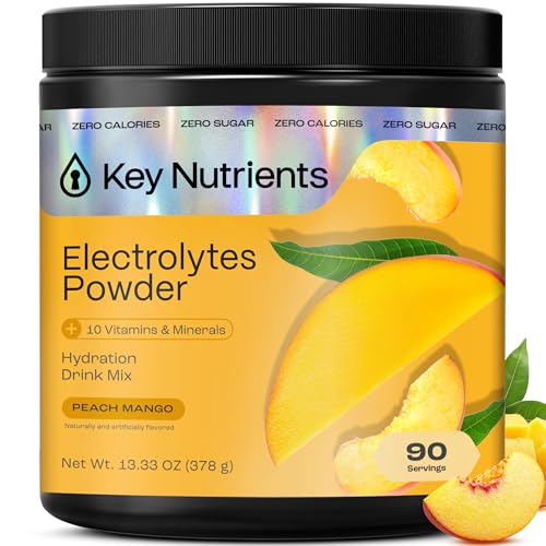 KEY NUTRIENTS Multivitamin Electrolytes Powder No Sugar - Tropical Peach Mango Electrolyte Powder - Endurance & Energy Sup...