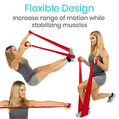 Vive Flat Resistance Band (5 Piece Set) - Stretch Bands for Exercise, Physical Therapy, Yoga - Elastic Bands, Long Stretch...