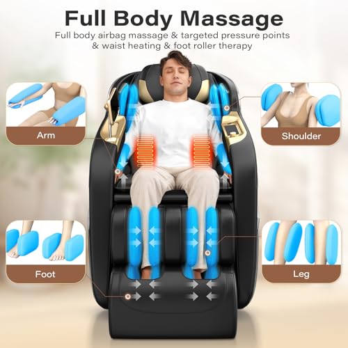 TLIFE Massage Chair Full Body, 160°Zero Gravity Recliner with Body Scan, 50" SL-Track Shiatsu Massage Chair, Fixed Point M...
