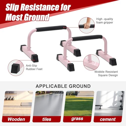 Push Up Bars: Sweat-resistant Parallettes Bar for Handstands L-sit & Dip, No Wobbling Strength Training Pushup Stands for ...