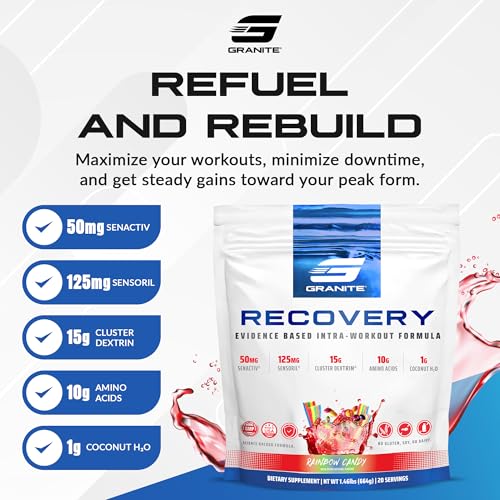 Granite Nutrition Recovery - Premium Intra-Workout Drink with EAAs, Cluster Dextrin, Sensoril & Senactiv for Athletic Perf...