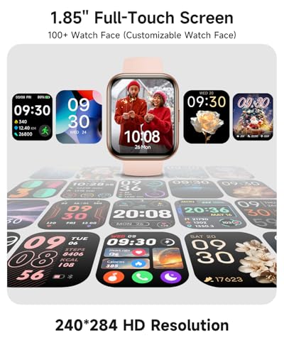 Smart Watch for Women, Answer/Make Calls, Alexa Built-in, 1.85" Touch Screen Fitness Tracker for Android & iPhone, Heart R...