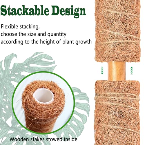 4 Pack 22 Inch Moss Poles, Stackable Moss Pole for Plants Monstera, 70 Inch Tall Moss Poles for Climbing Plants Indoor, Co...