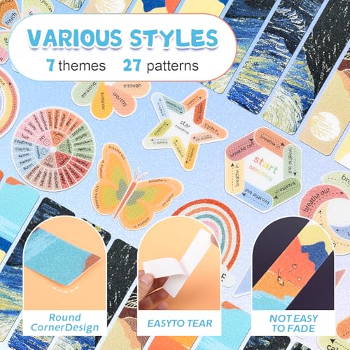 102 Pieces Calm Anxiety Sensory Stickers, 2 Different Surface Texture Styles, Breathing Mindfulness Textured Stickers for ...