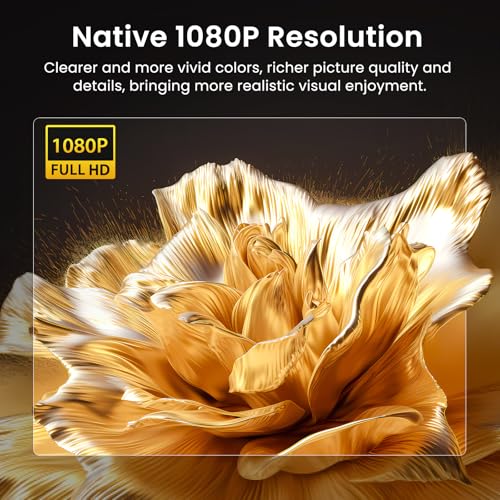 HAPPRUN Native 1080P Bluetooth Mini Projector, Full HD Portable Outdoor Movie Projector with Built-in Speaker, Compatible ...