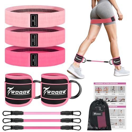 WOQQW Resistance Bands Set - Ankle Resistance Bands with Cuffs for Legs & Glute Workout, Fabric Booty Bands for Women, Hom...
