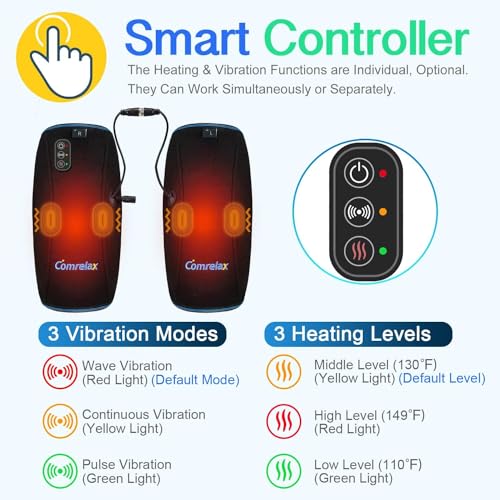 comrelax Knee Massager with Heat & Vibration, Heating Pad for Knee Pain Relief, Heating Pad for Leg Pain, Leg Massager, 3 ...