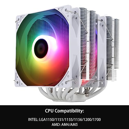 Thermalright Peerless Assassin 120 SE ARGB White CPU Air Cooler, 6 Heat Pipes CPU Cooler, Dual 120mm TL-C12CW-S PWM Fan, A...