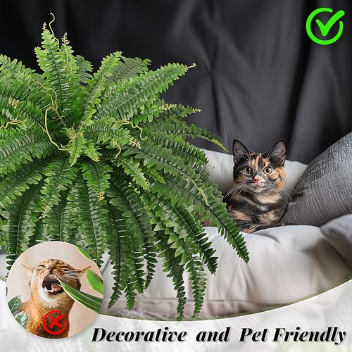 FOREST PRINCE 45" Fake Ferns, Realistic Large Artificial Bush Plants, 2 Artificial Boston Ferns with 59 Fronds for Outdoor...