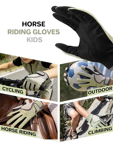 FitsT4 Sports Kids Horse Riding Gloves Girls Boys Equestrian Horseback Riding Gloves Mesh for Youth Children Touchscreen