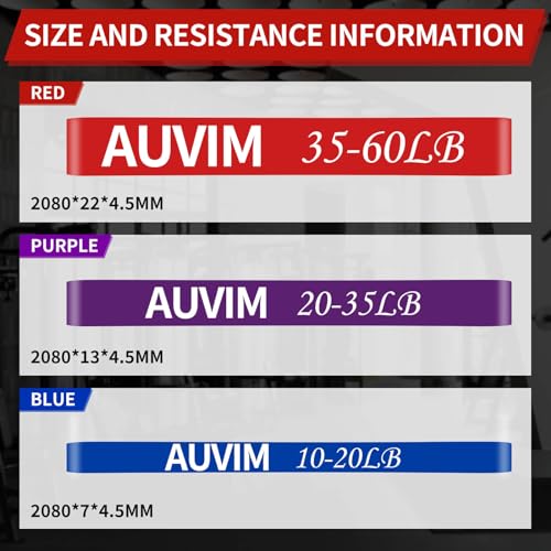 AUVIM Resistance Bands Set Pull Up Bands 3 Different Levels Fitness Exercise Bands for Men Women for Strength Training,Pil...