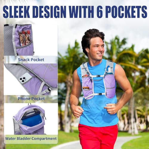 Lightweight Running Vest for Women and Men Hydration Backpack Pack with 1.5L Water Bladder Bag for Hiking Trail Running Ge...