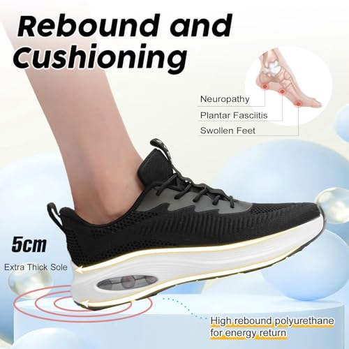 ZYEN Wide Toe Box Shoes Women Air Cushion Road Running Shoes Extra Wide Width Sneakers Arch Support Gym Athletic Tennis Sn...