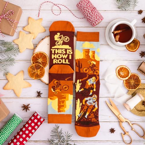 Lavley Bike Socks - Gifts for cyclists and mountain bikers - Fun holiday or birthday gift - Great stocking stuffer