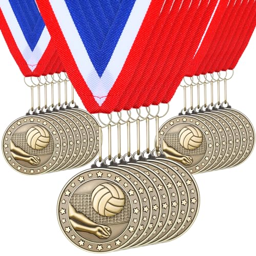 Remuuly 30 Pcs Gold Medals Bulk 2'' Basketball Soccer Baseball Volleyball Football Lacrosse Kickball Cheer Bowling Trophy ...