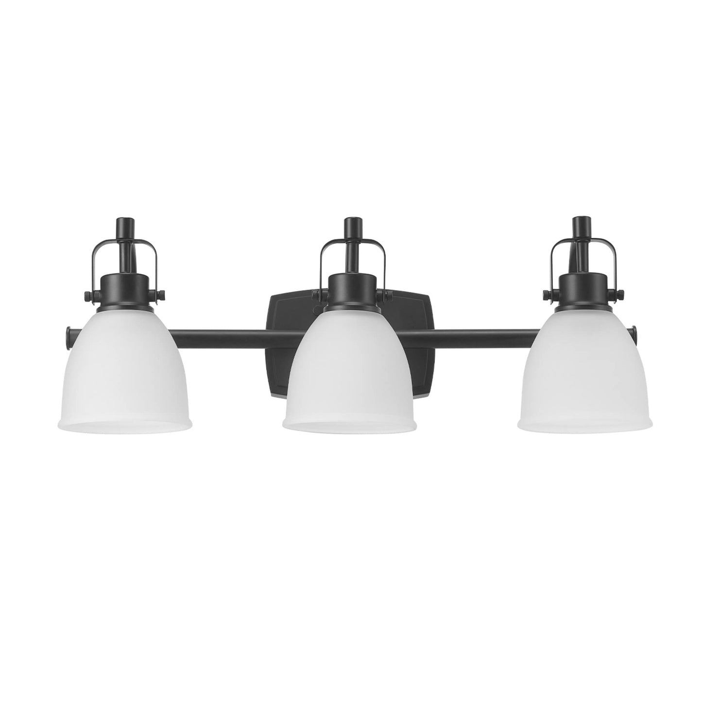Globe Electric 52090 Vanity Light, 3-Light, Integrated LED, 1780 Lumens, 25W, Matte Black, Frosted Glass, 7.68 inches
