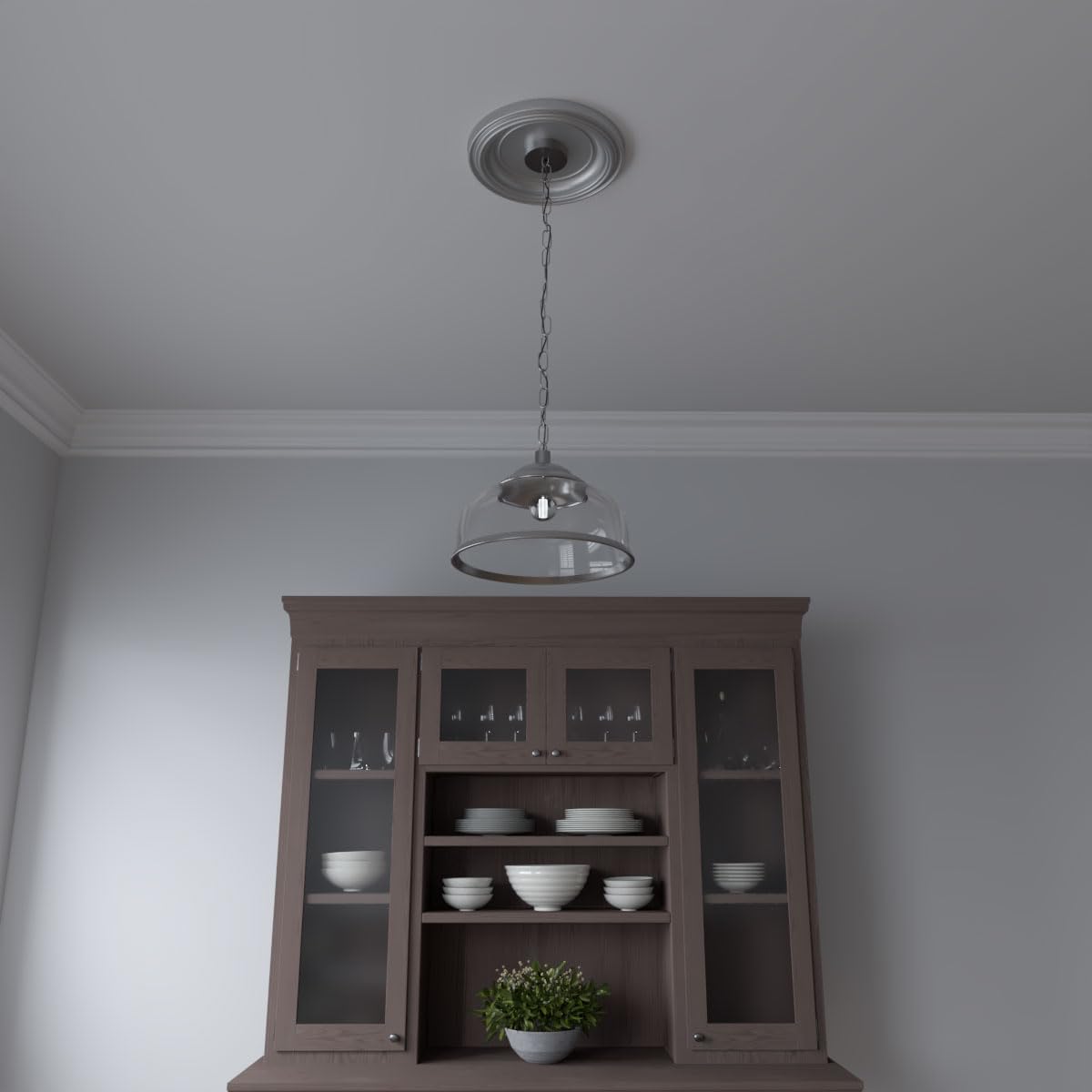 13"OD x 3 1/2"ID x 1 1/4"P Traditional Thermoformed PVC Ceiling Medallion (Fits Canopies up to 7 1/2"), Bright Coat Aluminum