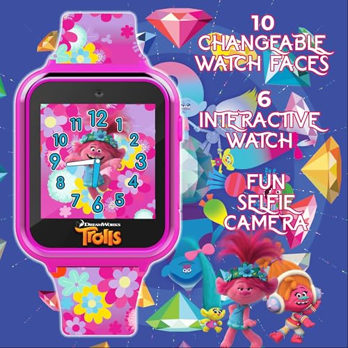 Dreamworks Trolls World Tour Kids Smartwatch With Selfie Video Camera Alarm Stopwatch Games Voice Recorder Calculator Step Calor