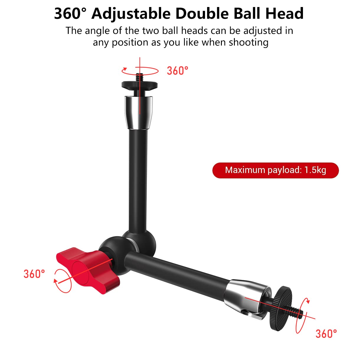 Toazoe 11 Inch Adjustable Articulating Friction Magic Arm & Super Clamp Set Compatible With Field Monitor, Video Light, Fill Lig