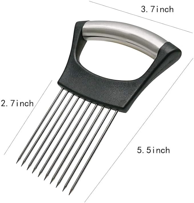 Onion Slice Holder, 2025 Upgraded Stainless Steel Onion Holder for Slicing Lemon Slicer Vegetable Cutter, Kitchen Chopper Slicing Assistant Tool for Meat, Onion, Potato, Tomato (1, B)