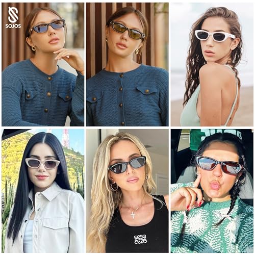 SOJOS Trendy Polarized Narrow Cat Eye Sunglasses for Women Retro Cute Small Womens Shades SJ2284