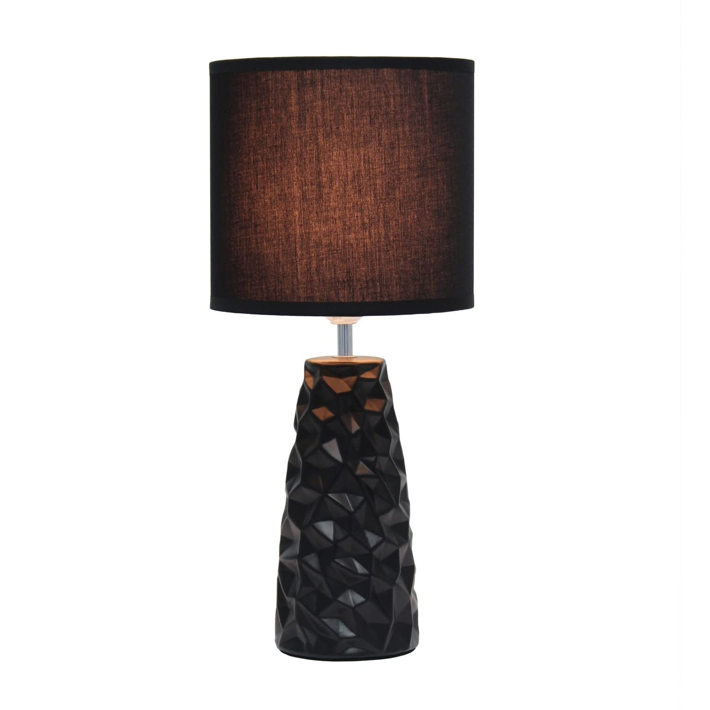 Simple Designs LT2083-BLK Ceramic Table Lamp, 8inD x 8inW x 17.5inH, Black